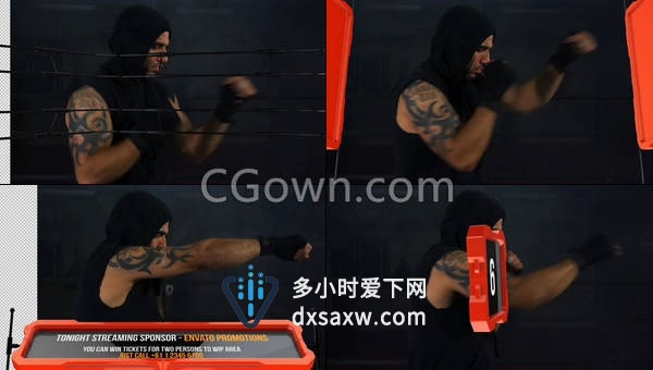 拳击格斗体育比赛宣传包装竞争对手介绍动画效果-AE模板下载