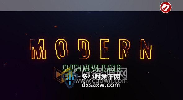 信号损坏画面后描边发光标题字幕片头动画AE模板