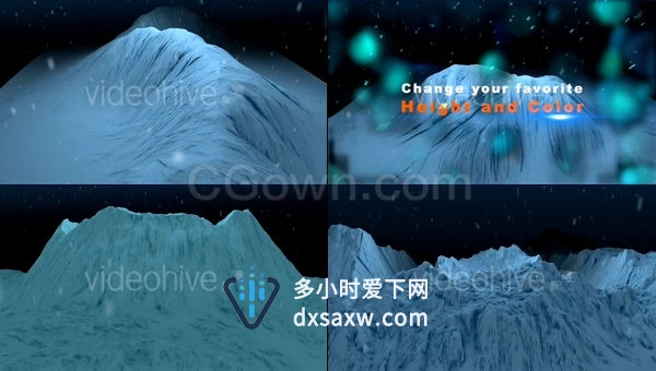 3D标志雪花飘落冰山雪景地形标志演绎LOGO标题动画-AE模板下载