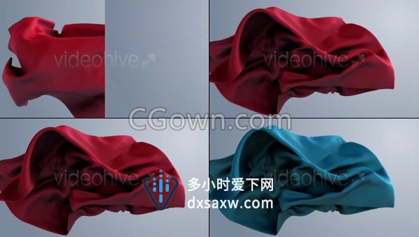 大气优雅布飘动动画演绎服装设计品牌LOGO片头-AE模板下载