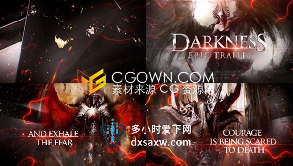 史诗预告片黑暗动作大片电影或游戏宣传视频制作-AE模板下载