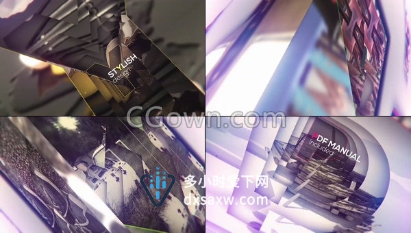 创意3D玻璃字母透视效果宣传图文视频动画效果制作-AE模板下载