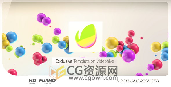 七彩3D色球儿童节目视频开场标志LOGO片头动画AE模板