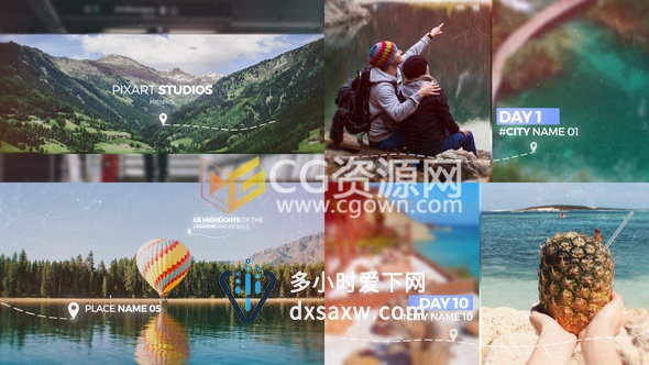 假期旅行宣传视频制作公司活动现代幻灯片效果-AE模板工程