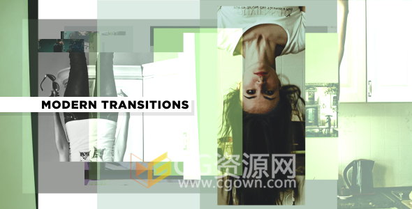 图形线条滑动翻转遮罩效果幻灯片视频转场-AE模板下载