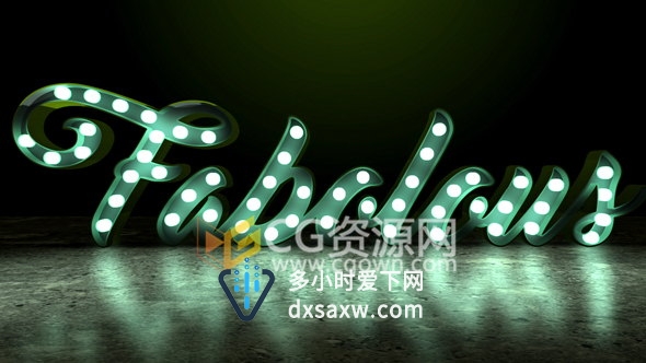 3D霓虹灯LED灯光闪闪照亮标志LOGO效果片头-AE模板下载