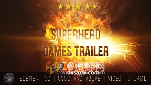 大气E3D破碎宣传文字火焰片头视频开场预告片-AE模板下载