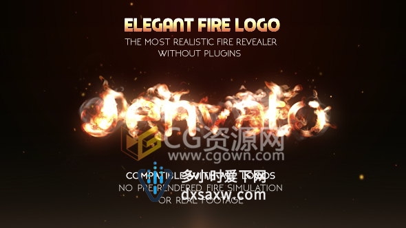 标志燃烧烟雾火花烧灰尘散开特效动画效果片头-AE模板下载