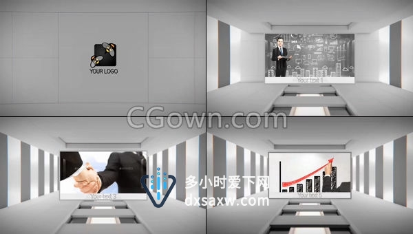3D白模房间介绍宣传企业信息图文LOGO动画视频效果-AE模板下载