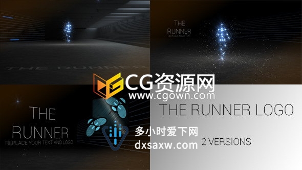 运动跑步人形粒子动画演绎LOGO片头标志视频-AE模板下载