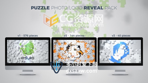 照片拼图动画益智拼图游戏介绍LOGO片头制作-AE模板下载