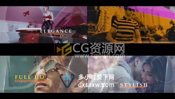 大气优雅高贵镜面分割幻灯片展示图片宣传视频制作-AE模板下载