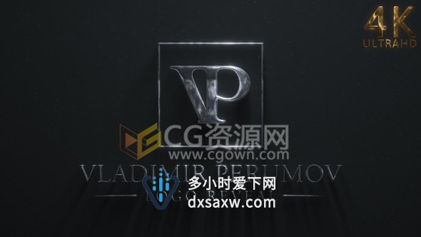 AE模板逼真金属质感金色标志LOGO演绎光影动画