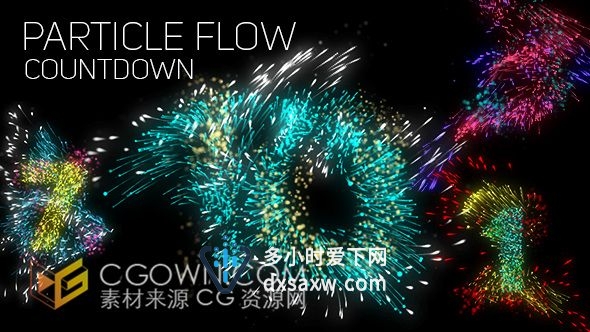 创意庆祝新年粒子流动倒计时10秒动画视频效果-AE模板下载