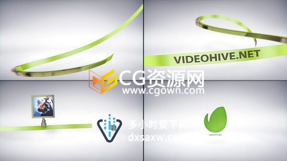 3D线条图形动画演绎标志片头可改LOGO抽颜色AE模板