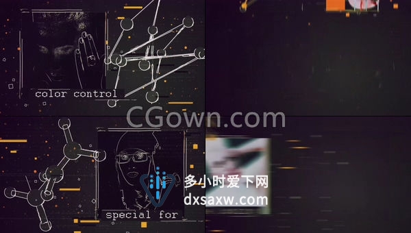 卡通动漫风格化学元素线条BNA分子展示图片宣传视频片头-AE模板下载