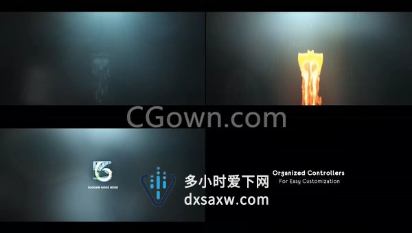 火焰烟雾蝙蝠往上冲击游戏LOGO动画视频片头-AE模板下载