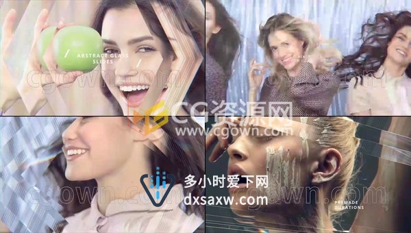 抽象玻璃反折射效果时尚视频宣传片头幻灯片制作-AE模板工程