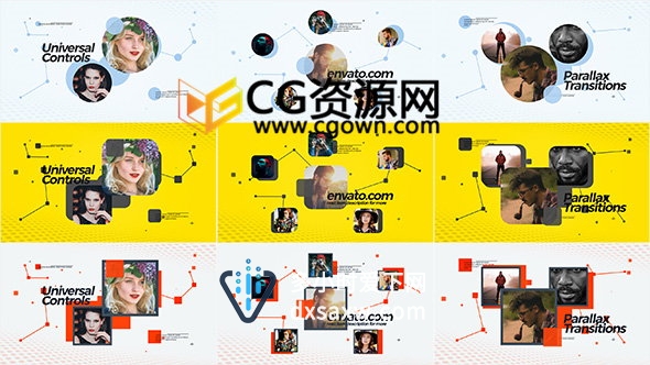 社交链接图片展示团体人物头像设计动画效果视频-AE模板工程