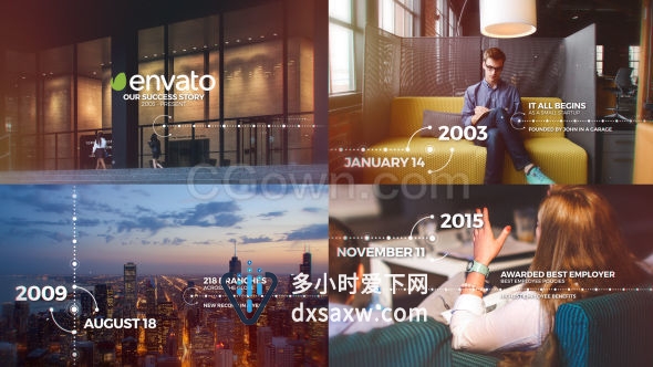 现代公司时间线宣传片发展历史优雅大气图文介绍效果-AE模板下载