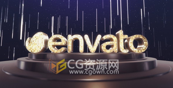 Element 3D V2制作三维舞台展示金属LOGO动画片头-AE模板下载