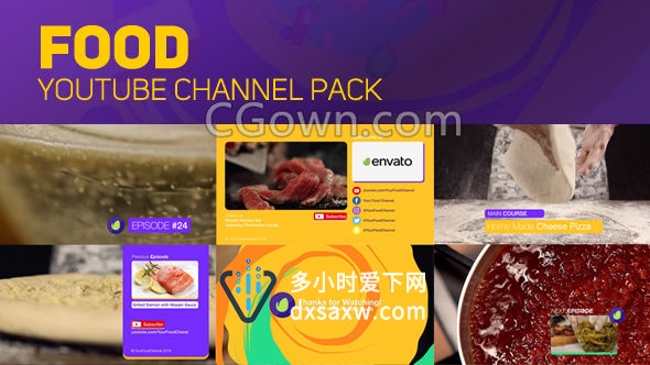 食品电视频道广播包装制作烹饪社会媒体设计工程文件-AE模板下载