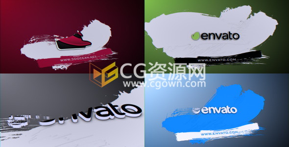 油漆笔刷动画演绎LOGO标志片头制作工程-AE模板下载