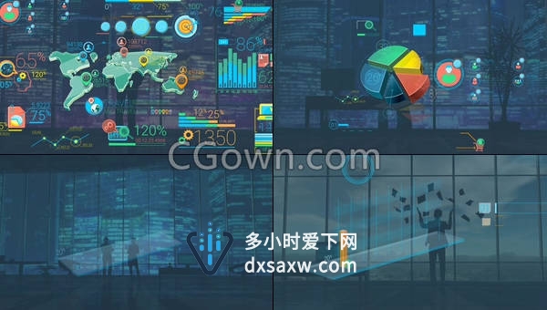 3D分析业务报表元素互联网金融图标信息图表图形动画效果-AE模板下载