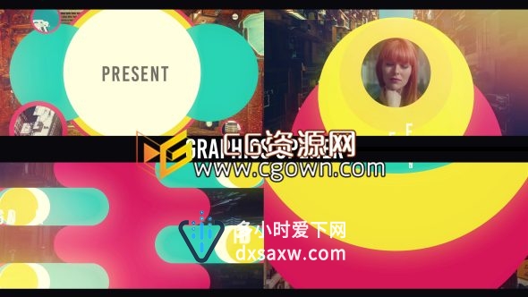 AE模板创意图形遮罩动画元素转场时尚片头宣传视频制作