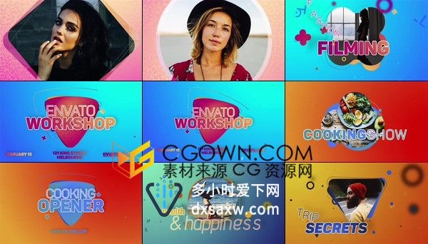 彩色元素带动感节奏介绍社交媒体公司宣传片头动画-AE模板下载