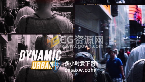 动态分屏大都市城市街道视频片头嘻哈节奏幻灯片-AE模板下载
