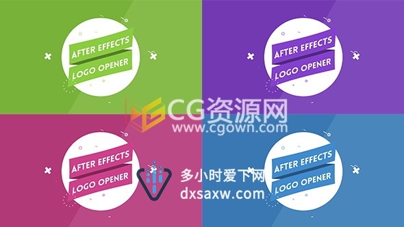 AE模板标签图形风格扁平化标题LOGO动画片头工程