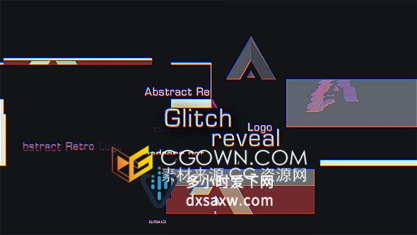 Glitch故障坏信号数字失真特效揭示LOGO片头动画效果-AE模板下载