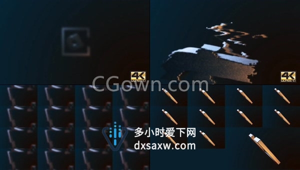 数字失真动感毛刺RGB分裂效果3D金属LOGO开场片头动画-AE模板下载