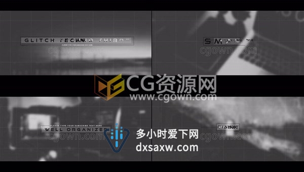 科技感数字失真人名字幕条游戏宣传标题动画-AE模板下载