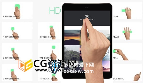 手指多点触摸屏控点击手势动画包4K分辨率-下载AE模板