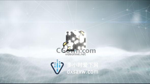 数字网络全息甲板科幻虚拟矩阵云端显示揭秘LOGO标志片头动画-AE模板下载