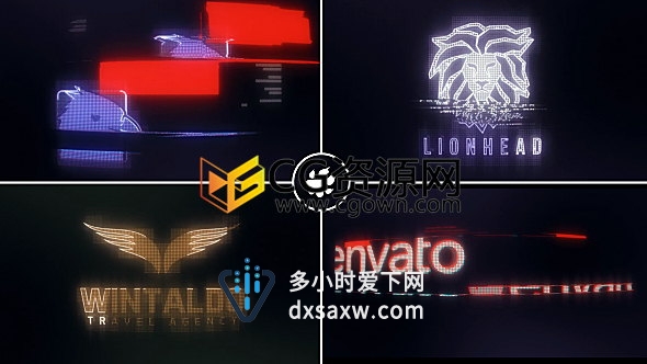 畸变失真数字信号损坏科技感标志LOGO动画AE模板