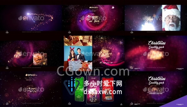 华丽漂亮粒子特效圣诞节冬天祝福卡包动画视频制作-AE模板下载