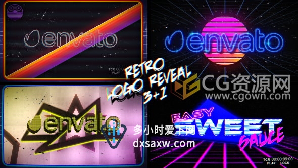 AE模板VHS复古风格小游戏文字标题LOGO片头动画