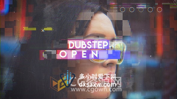 AE模板时尚开场片头视频制作故障闪烁毛刺特效展示动画