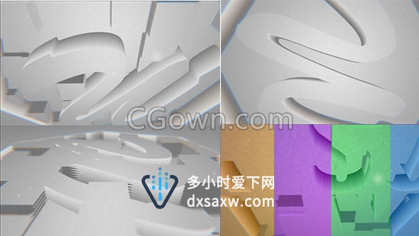 折叠多层纸分裂脱落坠落展示演绎LOGO标志动画创意片头-AE模板下载
