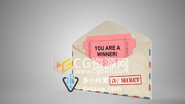 打开邮寄信封邀请函介绍信息动画视频制作-AE模板下载