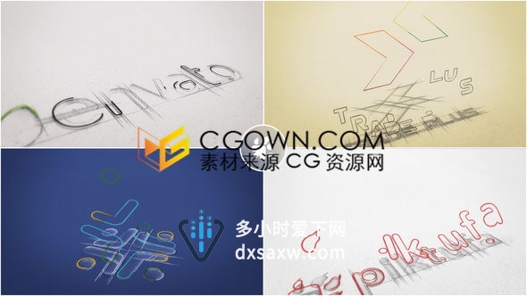 草图标志构建建筑企业LOGO素描设计效果动画片头-AE模板下载