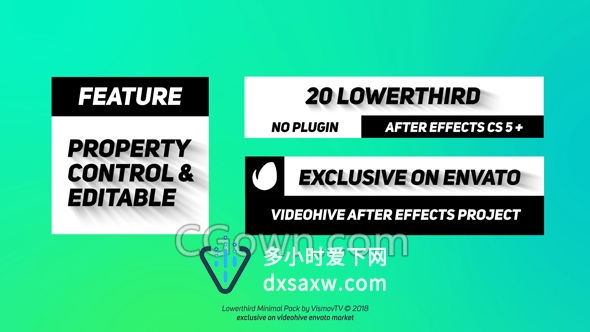 字幕条设计简约现代文字标题动画长影效果设计-AE模板下载