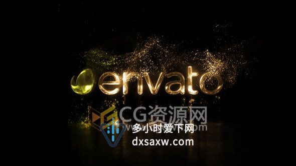 AE模板Particle粒子散发动画标志片头金色LOGO工程