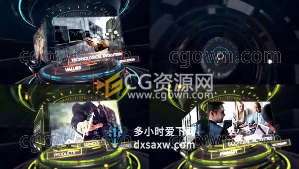 三维科技感信息界面物体展示图片高科技宣传片头-AE模板工程