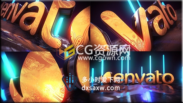 Element 3D v2制作大气三维金色标志LOGO动画片头-AE模板