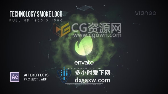 科技感烟雾特效品牌标志片头水墨粒子光线条效果-下载AE模板