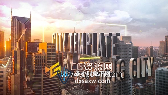 E3D制作三维城市3D文字标题动画片头视频-AE模板下载